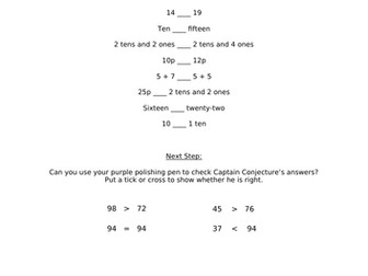 Greater Than/ Less Than Worksheet Year 2