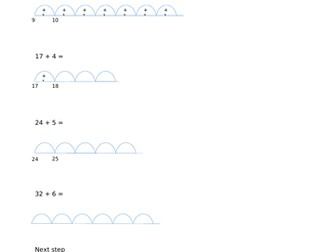 Differentiated addition worksheets - adding on a number line