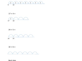 Differentiated addition worksheets - adding on a number line