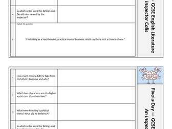 An Inspector Calls 5-A-Day Revision Questions