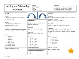 Best differentiation - Adding and Subtracting Fractions - different denominators