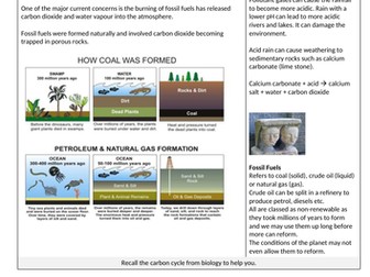 GCSE Key Ideas Revision Sheet - Atmosphere