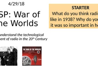 War of the Worlds CSP - AQA A-Level Media Studies - Radio Close Study Product
