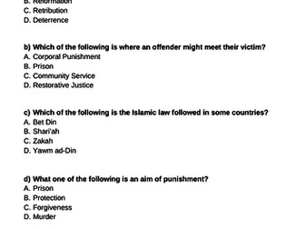 AQA GCSE 9-1 Crime and Punishment exam questions booklet