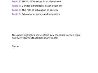 Theorist Revision Packs Sociology