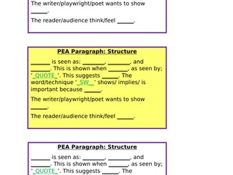 PEA paragraph scaffolding structure.