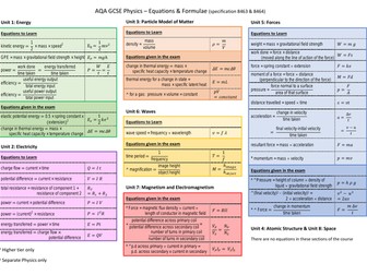 AQA GCSE Physics Equations / Formulae