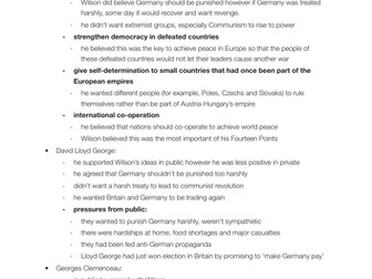 CAMBRIDGE IGCSE History - Peace Treaties notes