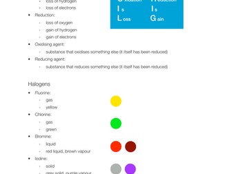 EDEXCEL IGCSE Chemistry - Redox and Halogens notes