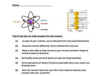 Revsion booklet for GCSE (9-1) OCR Gateway Combined Science  Physics topics P1,P2 & P3