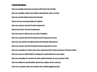AQA 9-1 RS- Possible Judaism Exam Questions
