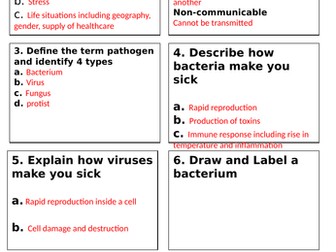 AQA Communicable disease task cards