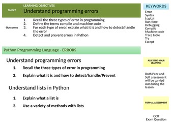 Errors and Lists