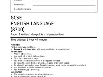 AQA English Language Revision Paper 2 - 3 lessons