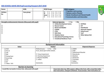 Special educational needs SEND IEP template/Pupil Learning Passport