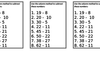 Mathematics Written Method - Subtraction with Reasoning Questions Attached.