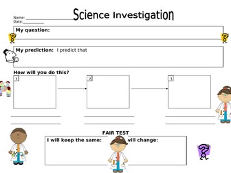 Science investigation sheets for KS1 and KS2