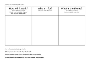 Primary DT making magnetic games IWB and worksheets