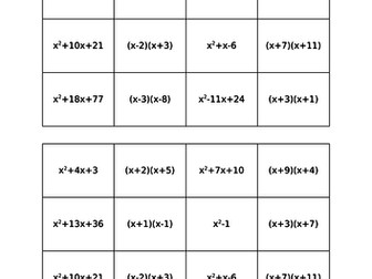 Factorising or Expanding quadratic equations - pairsgame