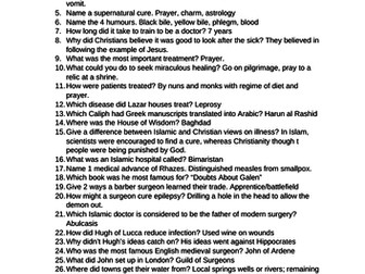 GCSE History Medicine Knowledge questions