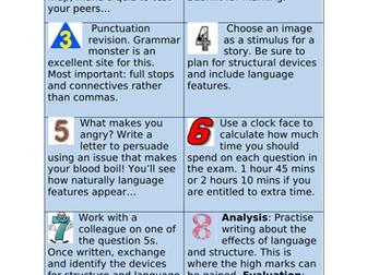 GCSE English Revision Learning Menu