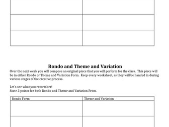 Rondo or Theme and Variation Composition Assignment