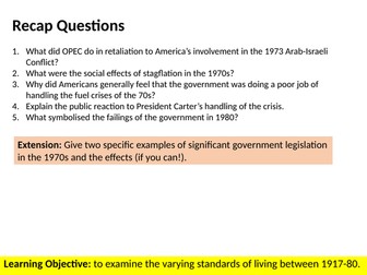 EDEXCEL A LEVEL:  Changing Standard of Living 1917-41 in the USA