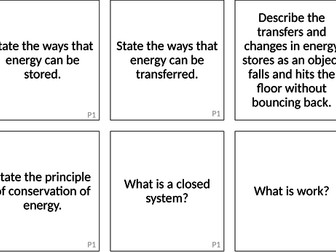 Physics flash cards - P1 Conservation and dissipation of energy