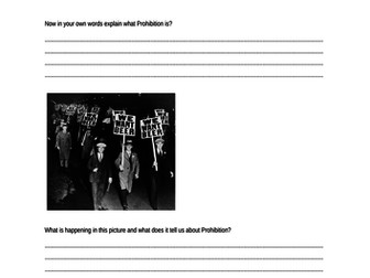 Prohibition introduction/key words worksheet