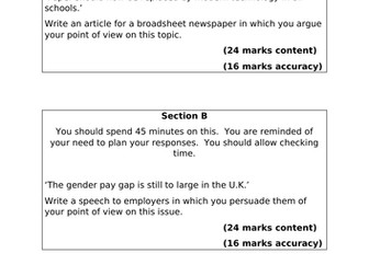 AQA GCSE exam practice  9-1 Language Paper 2- Section B practice questions