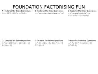 Foundation Factorising Fun