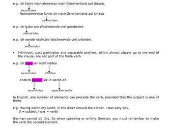 Word order rules in German