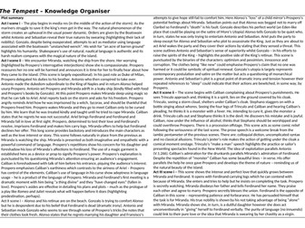 The Tempest Learning/Knowledge Organizer KS5