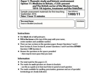 Medicine c.1250-present & WW1 Case Study: Practice MOCK w/Mark Scheme