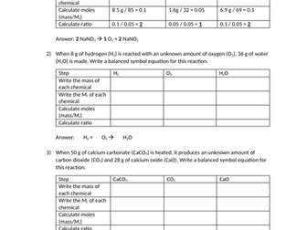 Masses to balanced equations worksheet