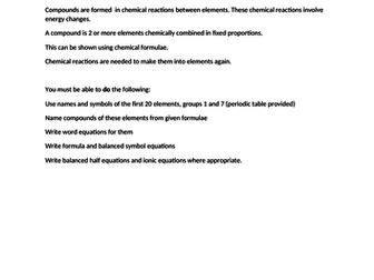 AQA chemistry trilogy specification notes for students 5.1 and 5.2