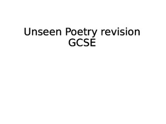 Unseen Poetry Exam Revision