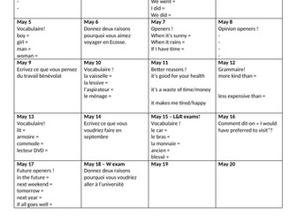 GCSE French F&H Daily Revision Challenge - May