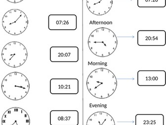 Year 3/4-Matching analogue and digital times.