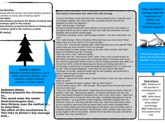 A Worksheet to help with literature paper 1 - A Christmas Carol - Charity &Christmas Spirit