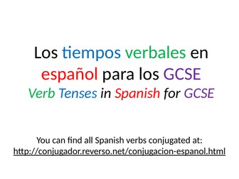 Spanish Verb Tenses Tables for GCSE