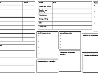 Unit 2 Working in Health and Social Care Revision mat