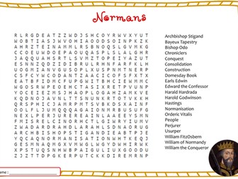 Normans Word Search - GCSE History AQA Keywords