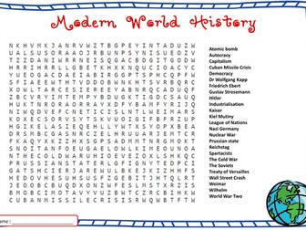 Modern World History Word Search - GCSE History AQA Keywords