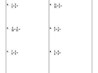 50 Adding Fractions Worksheets