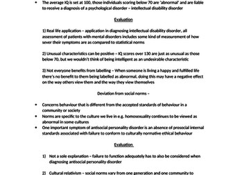 AQA PSYCHOLOGY psychopathology revision notes