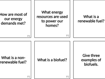 Physics flash cards - P3 Energy resources