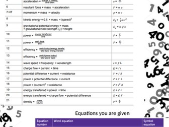 AQA trilogy physics using equations booklet