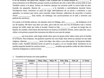 Spanish Reading Comprehension about "La familia"