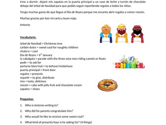 Spanish Reading Comprehension about "Los Reyes Magos"
